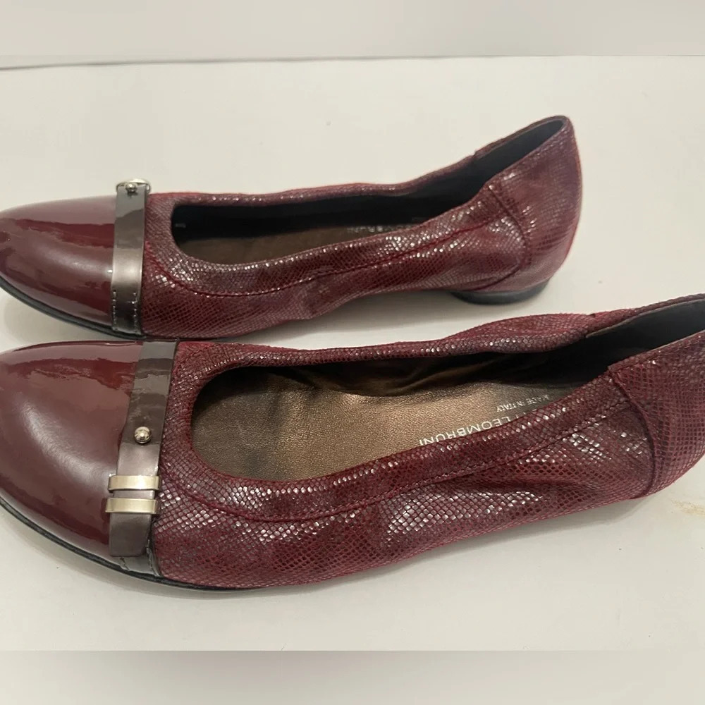 AGL Ladies Burgundy Leather Flats size USA 7 made in Italy - Picture 3 of 15